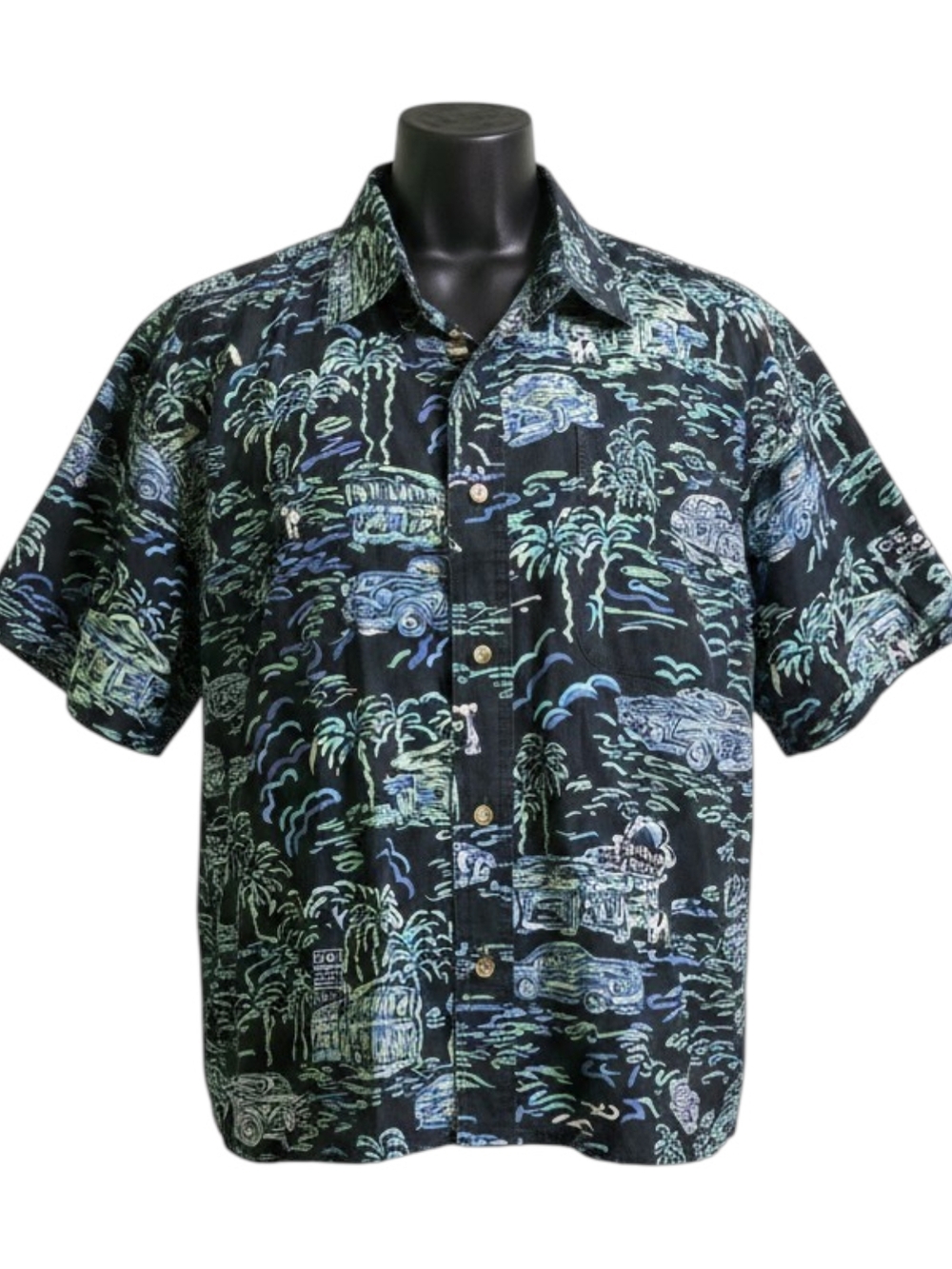 Big Dogs Black Short-Sleeve Tropical Print Button-Up Shirt